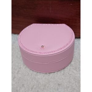 Pale Pink Faux Leather Travel Jewelry Case, Half-Moon Design